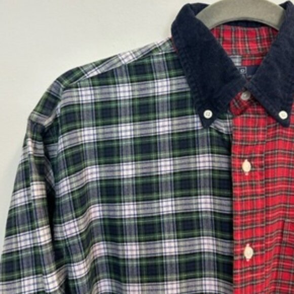 Vintage Polo Ralph Lauren 1980s Split Plaid Flannel Shirt Large